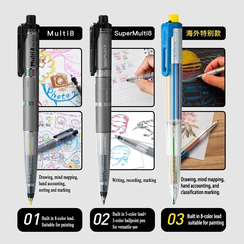 Lápiz mecánico Pentel Multi+8  - Pentel Pen Energel reseña y precio